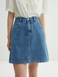 DUSHU-Jupe trapèze taille haute en jean pour femme, 3 couleurs, style simple, assortie avec tout, été 2024, 24DS82014