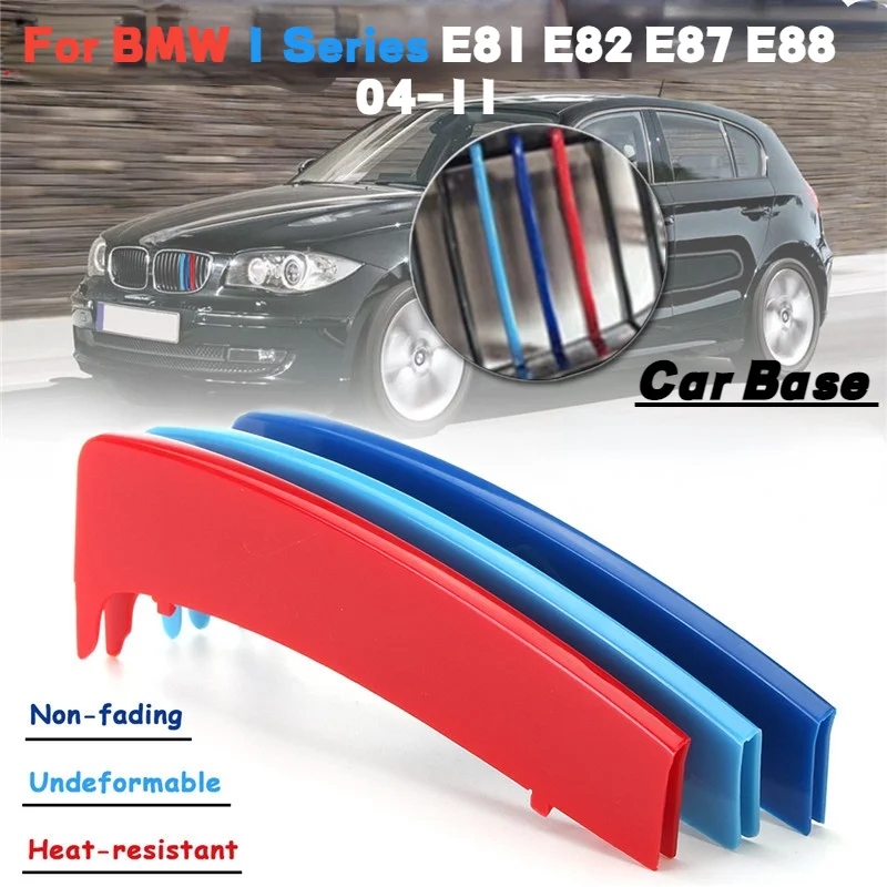 M Power For BMW 1 Series E81 E82 E87 E88 2004-2011 Car Racing Front Grille Trim Strips 3 Color Front Grille Grille Decoration