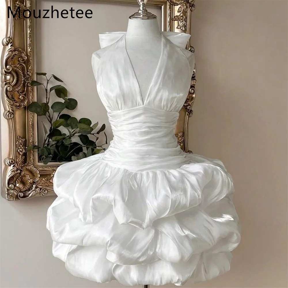Mouzhetee Elegant A-Line V-Neck Mini Evening Dresses Formal Party Gowns for Women Simple Sleeveless Prom Gown Customized 2026