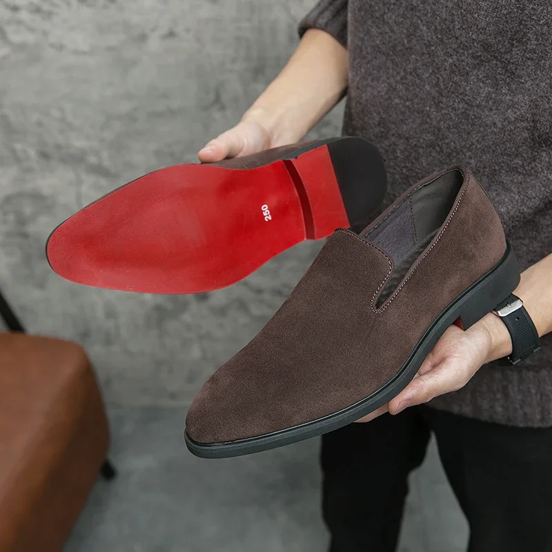 Nieuw In Rode Zool Loafers Voor Mannen Kudde Zwart Geel Pu Derss Schoenen Voor Mannen Met Zapatos De Hombre