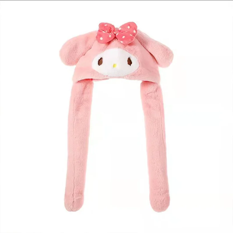 Kawaii Sanrio Cinnamoroll Ears Move Hat Cartoon My Melody Pompompurin Children Cap Warm Students Wool Cap Winter Toys for Girls