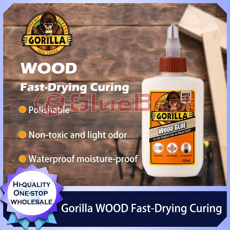 Gorilla WOOD Fast-Drying Curing Agent for Strong Bonds on Hardwood, Softwood, and Composites, Water-Resistant Original Product