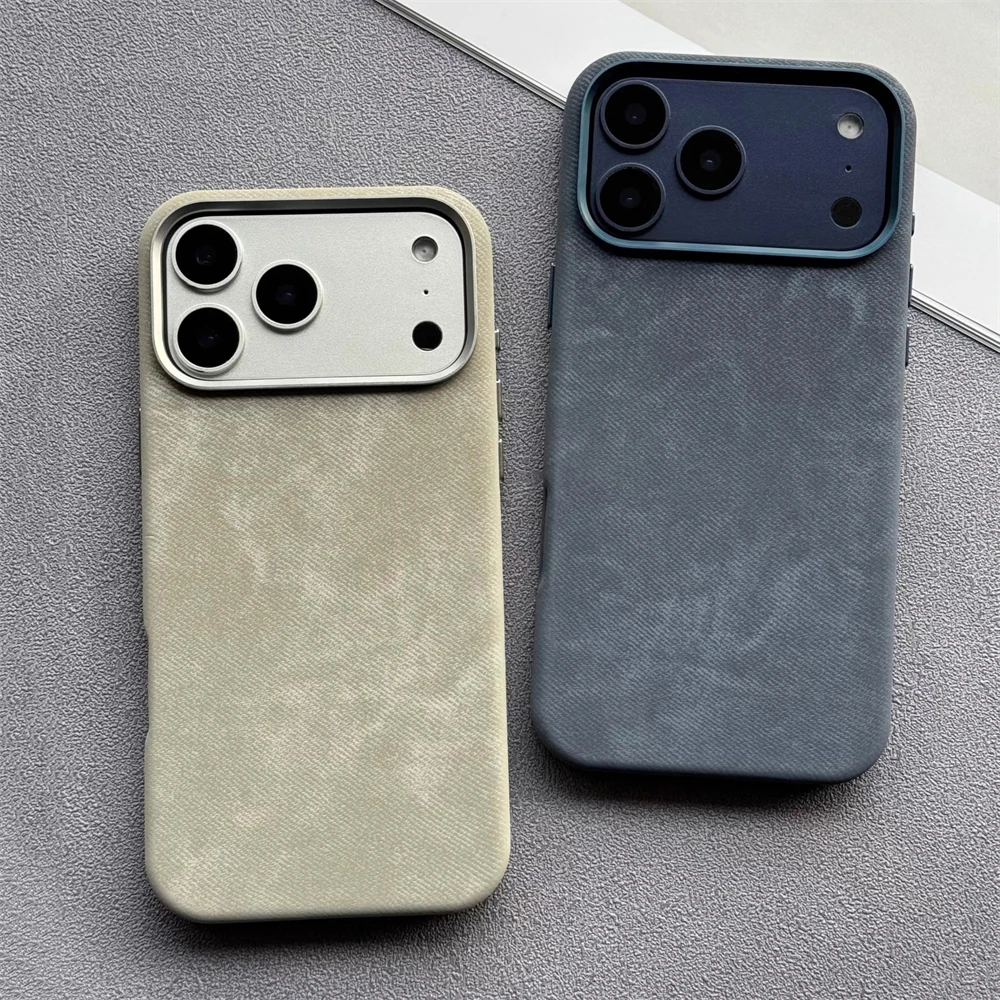 Luksusowe etui magnetyczne z teksturą skóry i włókien do iPhone 18 17 Pro Max 16 15 14 13 12, kompatybilne z bezprzewodowym ładowaniem MagSafe, odporne na wstrząsy. — zdjęcie produktu 2