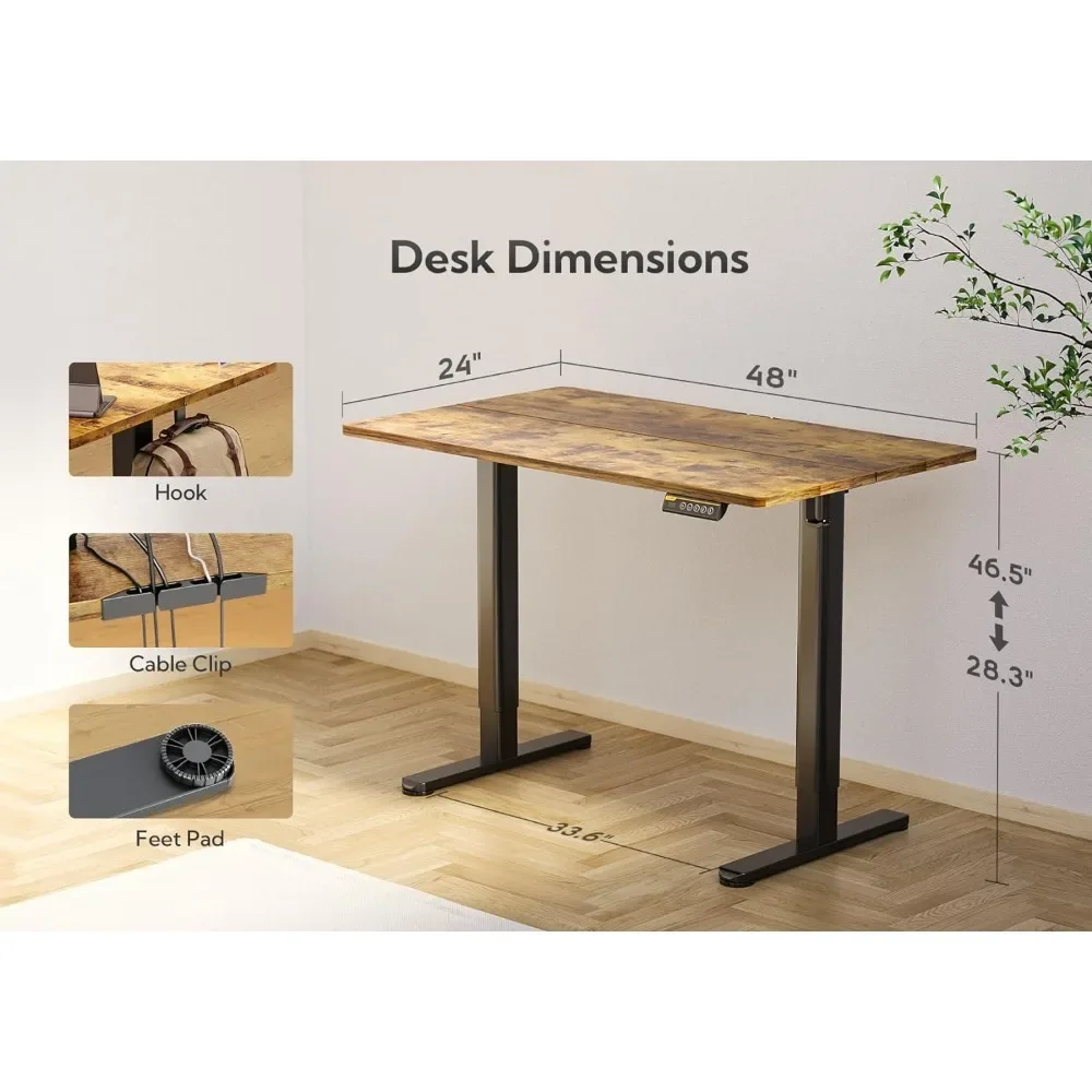 Standing Desk with Electric Height Adjustable, Telescopic Height Adjustment, Office Table