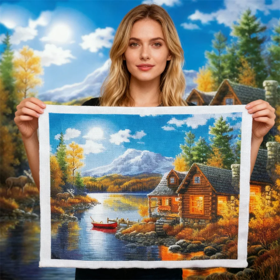 

2026 New Style Full Cross Stitch 11CT Cotton Thread DIY Landscape Handmade Stamped Needlework Embroidery Handicraft Home Decor