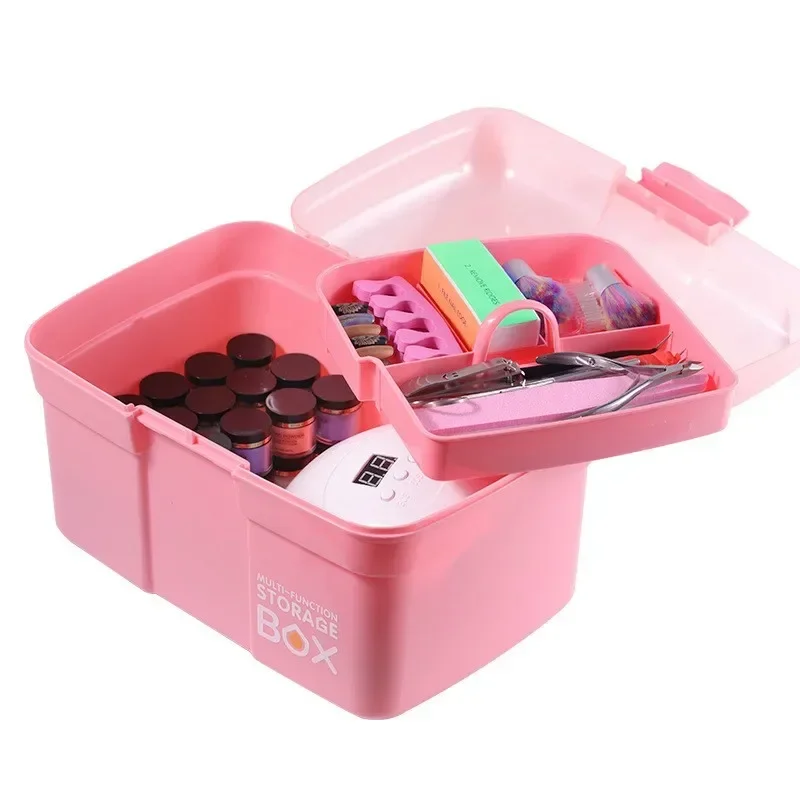 Organizador de maquillaje para joyería, bolígrafos de contenedor de esmalte de uñas, estuche de herramientas de manicura, caja de almacenamiento de escritorio de mano, tijeras de plástico