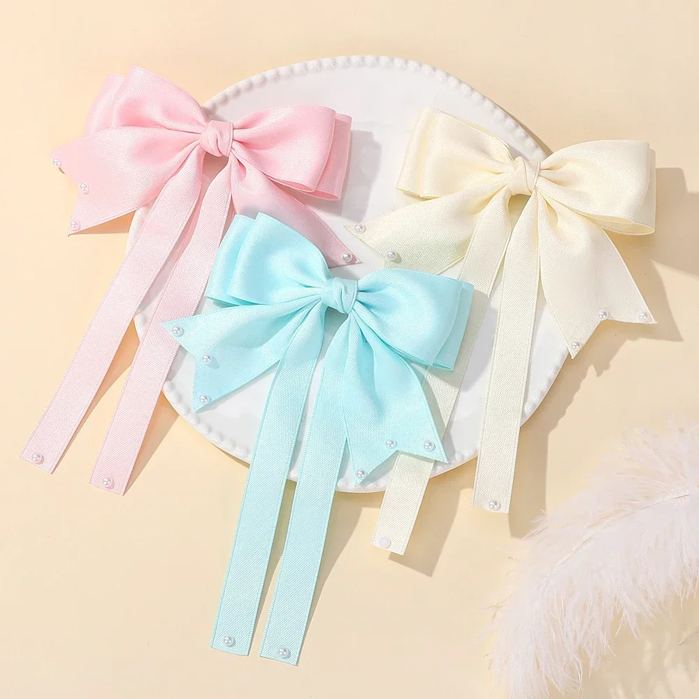 1pcs Elegant Bow Ribbon Hair Clip Women Fashion Solid Bowknot Satin Hairpin Barrettes Girls Ponytail Clip Hair Accessories Gifts