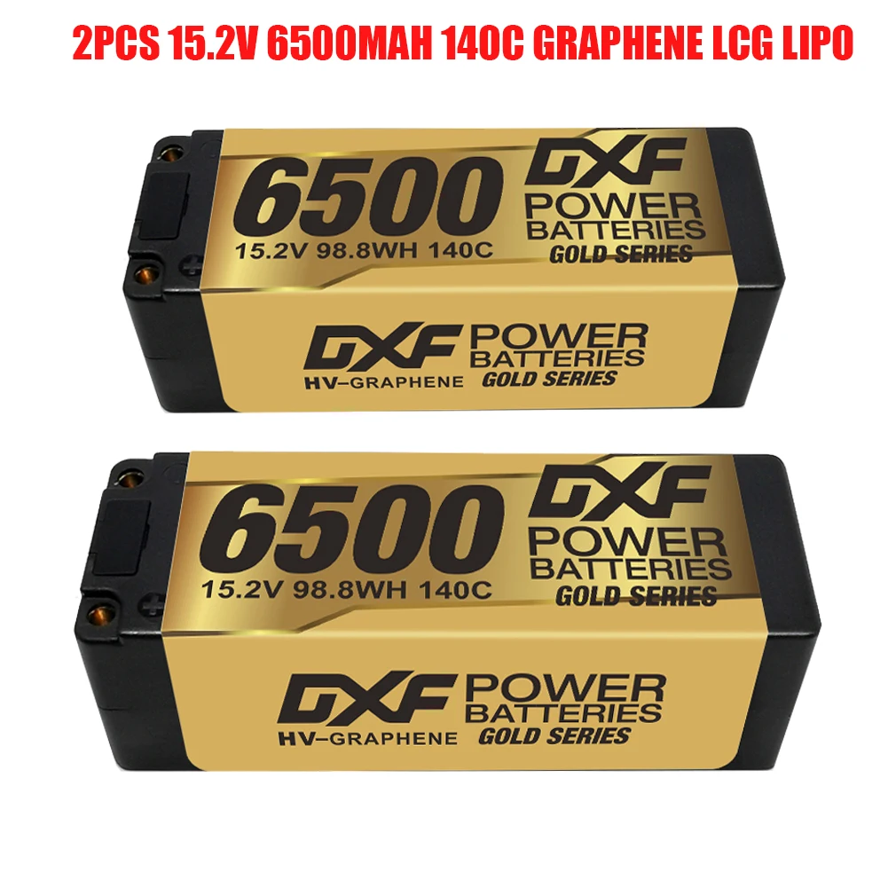 DXF 1/2PCS Hardcase 4S Lipo Battery 15.2V 140C Graphene LCG 6500mah Gold Version XT60 EC5 TRX XT90  for 1/8 Buggy Truck Off-road