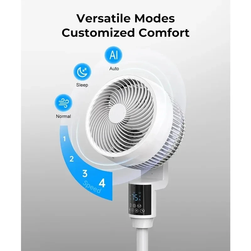 Bedroom Floor Fan with Remote Control Whole Room Air Circulator Swing Silent Suitable for Bedroom Kitchen Home