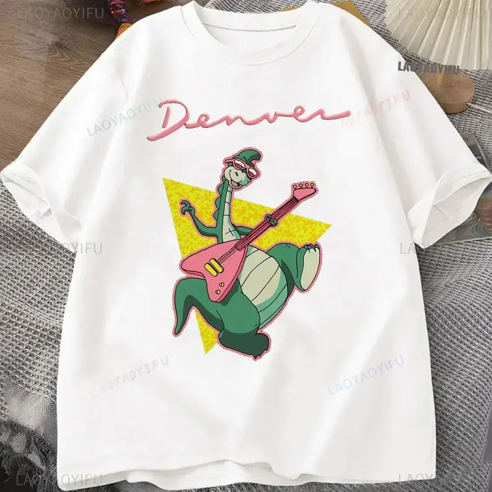 Neon Round Collar TShirt Denver The Last Dinosaur Jeremy Cartoons Fabric Basic Cartoon T Shirt Girl Clothes New Design Hot Sale