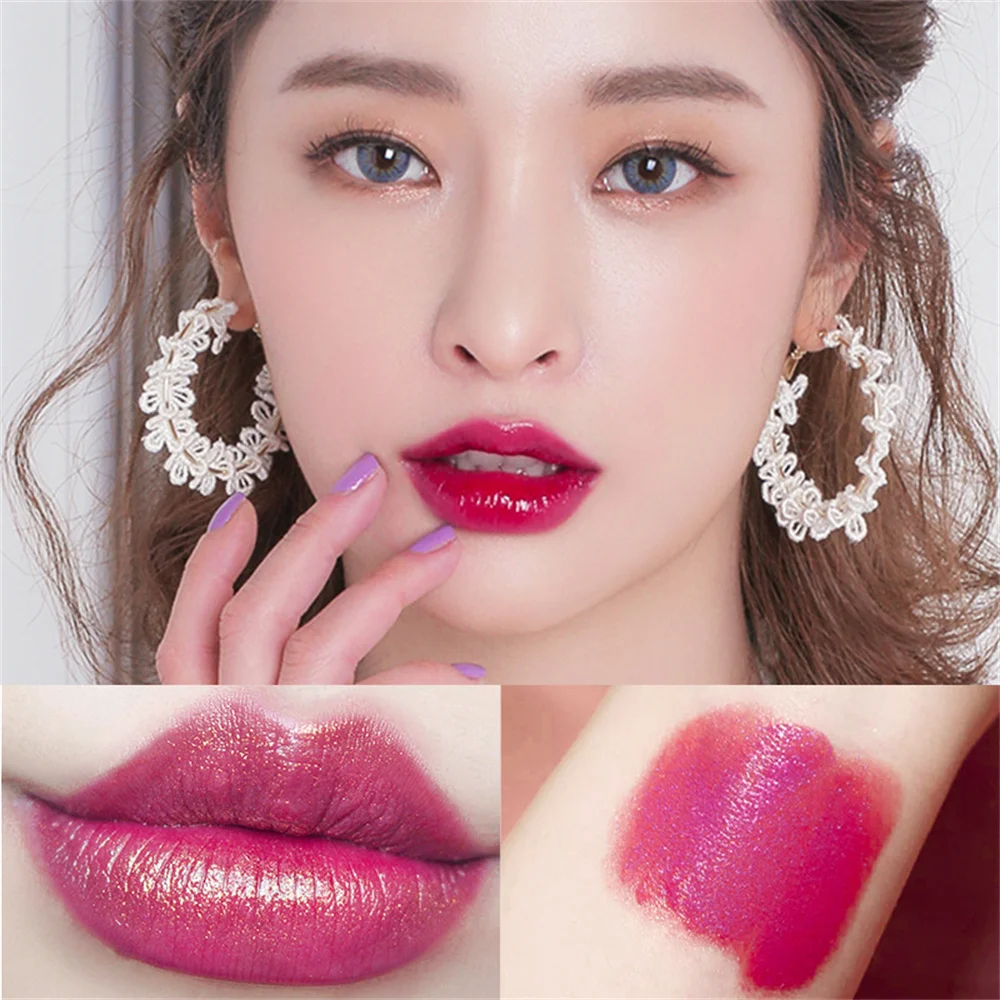 เครื่องสำอางลิปกลอสสีชมพู lipstik Tahan lama สีทึบเครื่องสำอางปากแดงไม่ซีดจาง