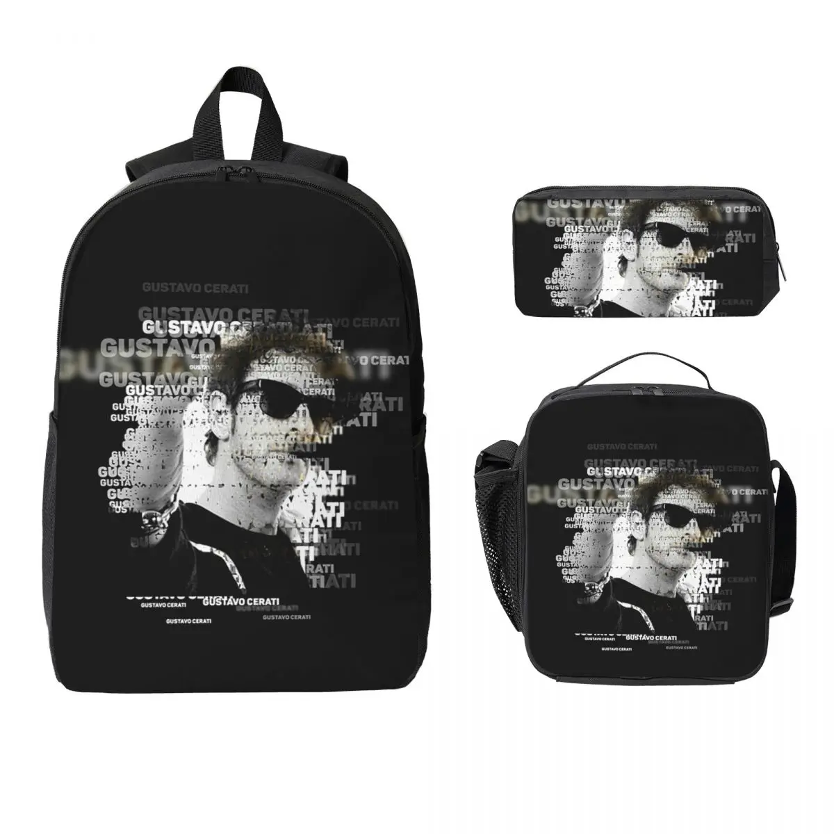 

Gustavo Cerati Music Backpack Student Boys Girls BookBag School Bag Laptop Shoulder Bags 3ps Insulated Lunch Bag Pencil Case