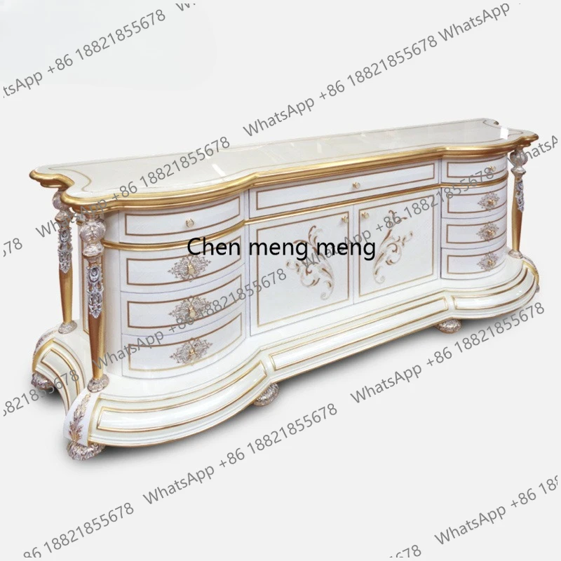 

European Style Solid Wood Sideboard Storage Bowl French Style Tableware Wine Cabinet Sideboard