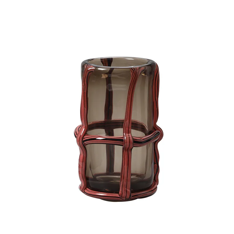 

Straight high-end glass vase, modern simple light luxury high-end flower ornament