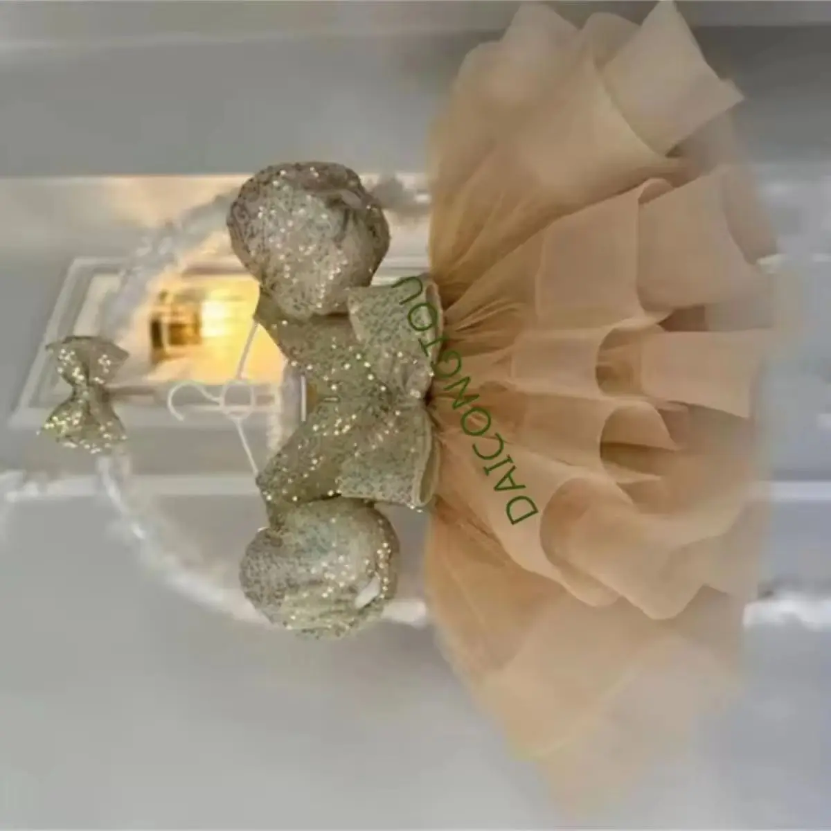 

CustomizedBig Bow Gold Party Baby Girls Dress Toddler Tutu Sequin 1st Birthday Princess Dresses For Girl Wedding Prom Christmas