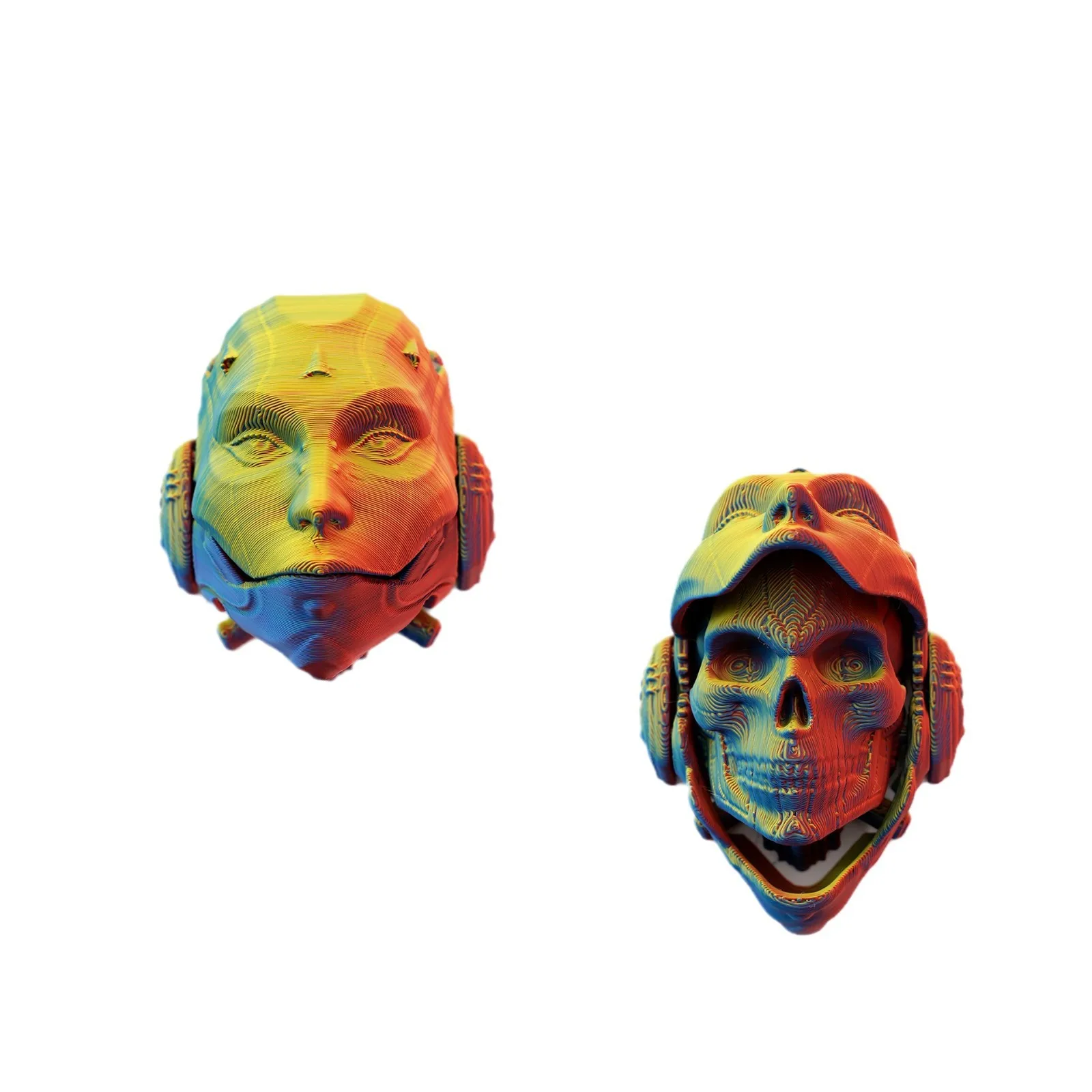 3D Printed Machined Mask Skull Mask Flip Keychain Creative Bag Pendant Car Keychain Desktop Ornament Funny Gift Miniatures