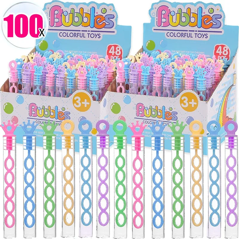 100/10 Uds tubo de varita botellas de jabón vacías de burbujas tubo de 5 agujeros botellas de jabón de burbujas coloridas regalos de boda decoración de fiesta de cumpleaños