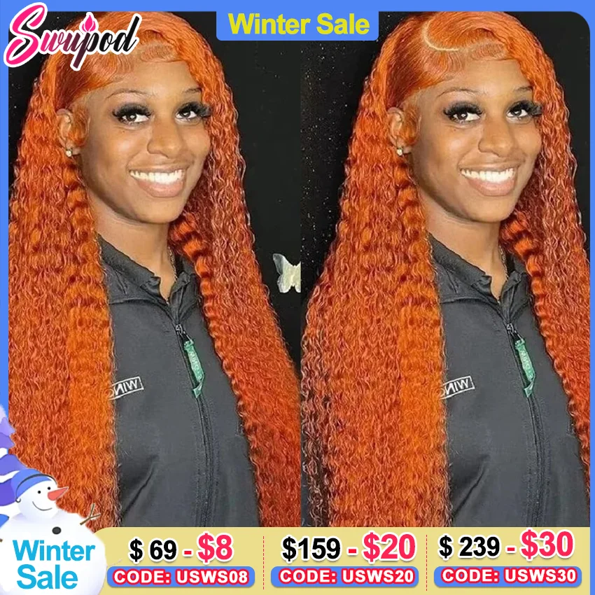 

Hd Ginger Orange Deep Wave 13x6 Lace Frontal Wigs for Women Human Hair Curly 350 Orange Colored 13x4 Lace Front Wigs Pre Plucked