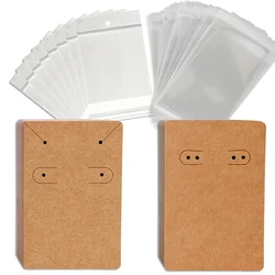 50pc 6x9cm Self-adhesive Plastic Cello Bag Earrings Display Necklaces KeyChain Cards for DIY Making Cardboard Jewelry Packaging