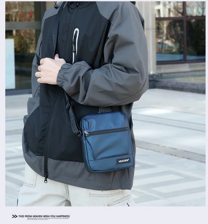 Casual Men ไหล่ Messenger กระเป๋ากันน้ํา PU หนังโทรศัพท์มือถือกระเป๋า Unisex Crossbody Pack กระเป๋าเดินทางเอวชายกระเป๋า