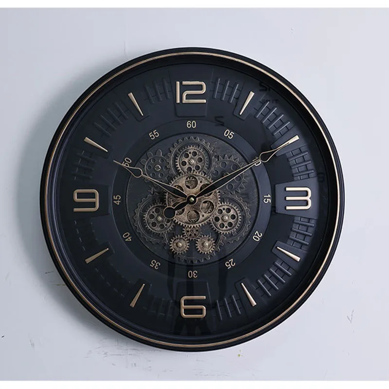 20 Inch Moving Gears Industrial Wall Clock Silent Sweep Non‑Ticking Steampunk Vintage Wall Clock for Living Room Decor