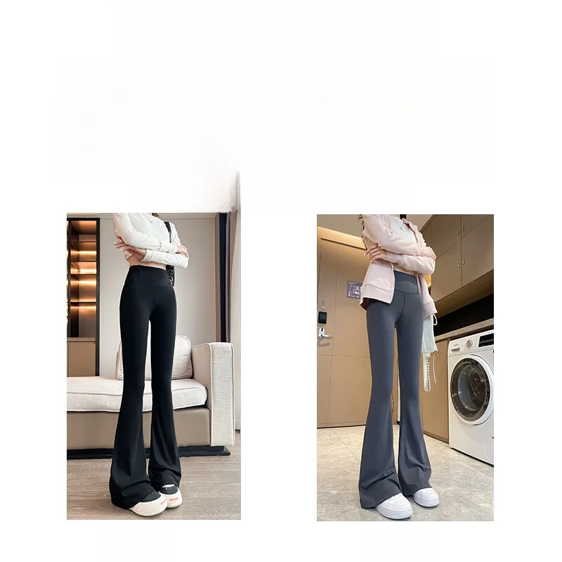 여성용 하이웨이스트 안감 있는 아크스킨 요가 팬츠 봄 가을 2025 신상 피트니스 바지 힙업 플레어 레깅스