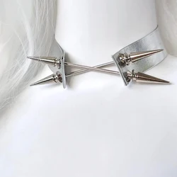 Harajuku Y2K Jewelry Leather Silver Rivet Choker Women Necklace Sexy 33CM Necklaces Goth Accessories Geometric Punk