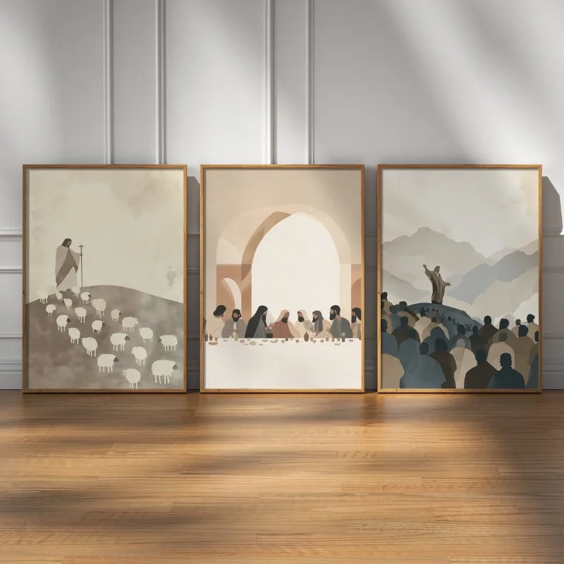 (No frame)Bible Verse Retro The Last Supper Jesus Scripture Christian Art Poster Canvas Painting Wall Prints Picture for Room