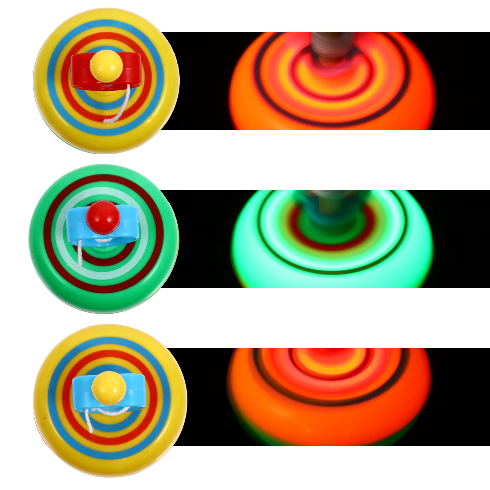 

3 Pcs Luminous Top Kids Creative Gyro Toy Toys Wood Pull Wire Tops Educational