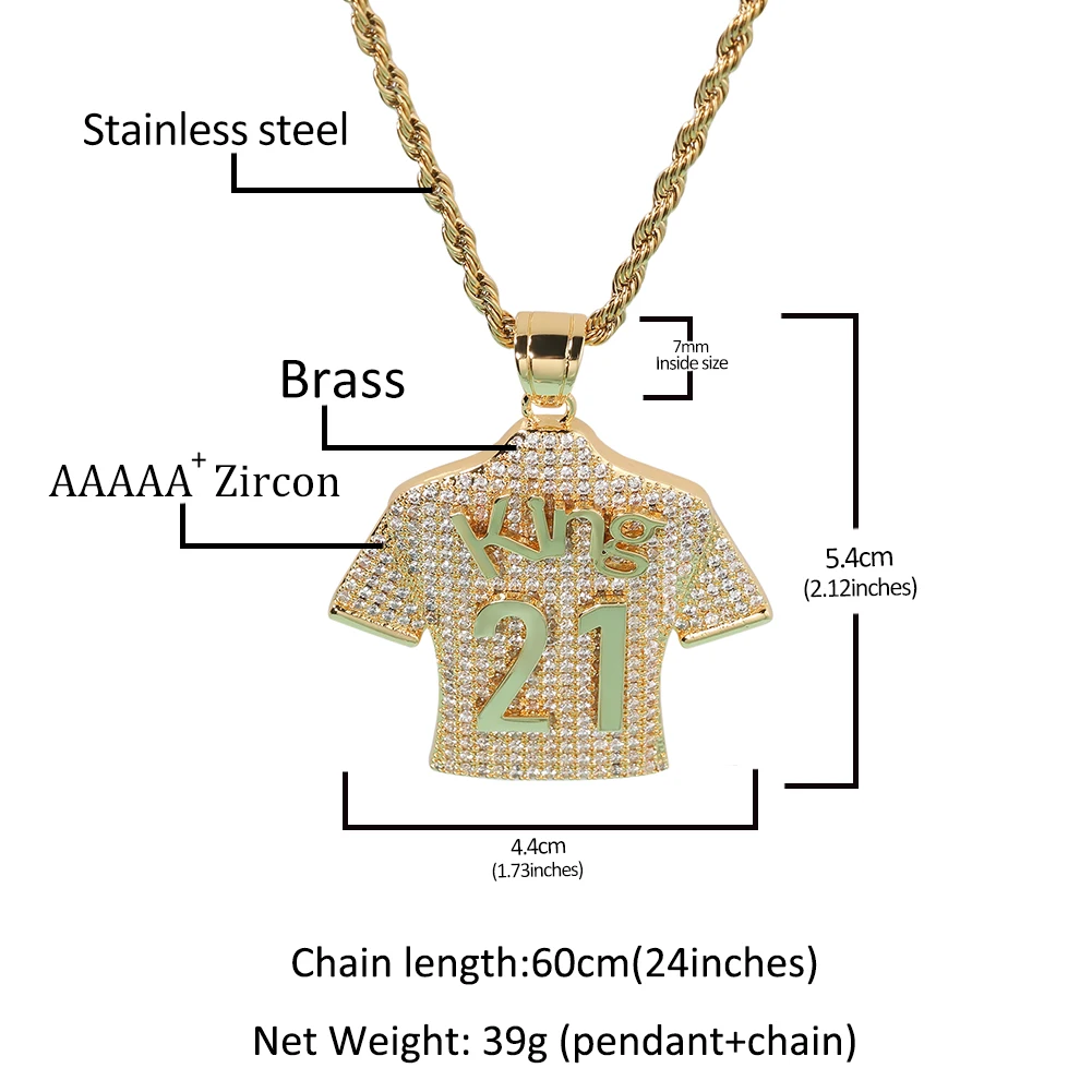 UWIN-collar con colgante de Jersey personalizado para hombre, número y nombre personalizados, dijes de circón cúbico helado, joyería de Hip Hop