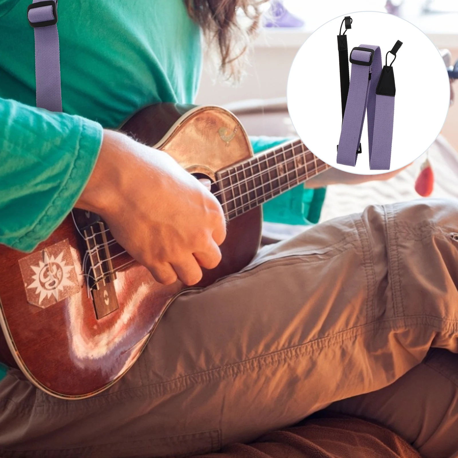 

Ukulele Strap Practical Hanger Tuner for Comfort Bass Polyester Microfiber Straps Adults