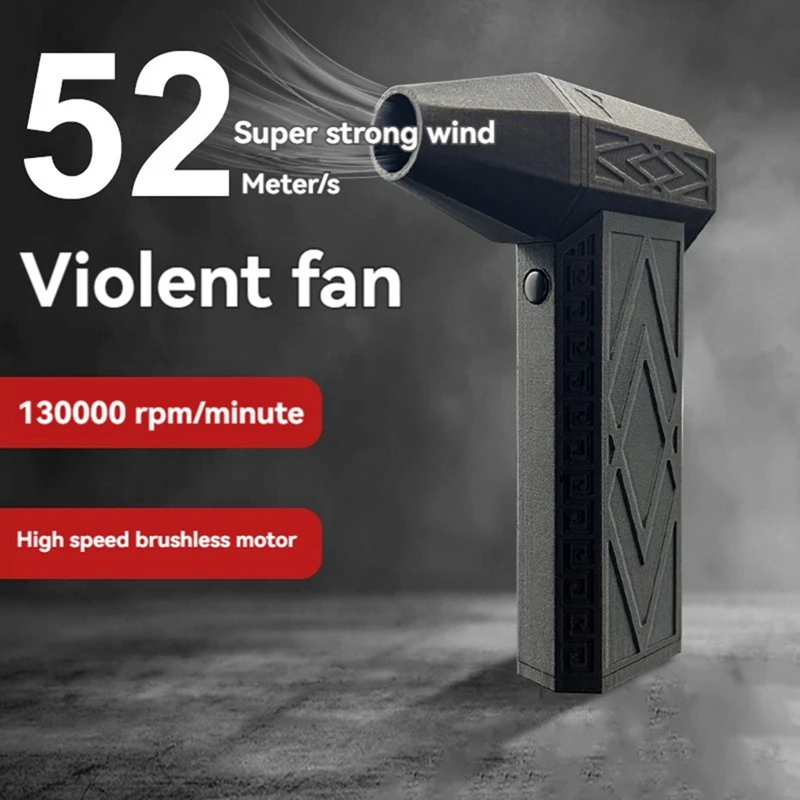 A01F-Turbo Jet Fan 130,000RPM Mini Turbo Jet Fan 3-Speed Adjustable Wind Speed Brushless Motor Handheld Duct Fan