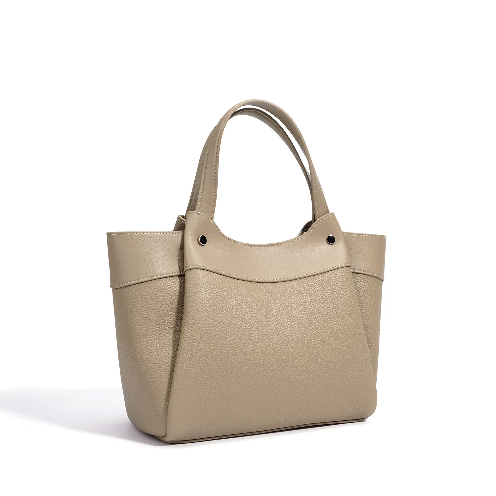 

Fashion Large Capacity Basket-Style Tote Bag, Genuine Leather Convertible Shoulder & Crossbody Bag for Women, Minimalist Commute