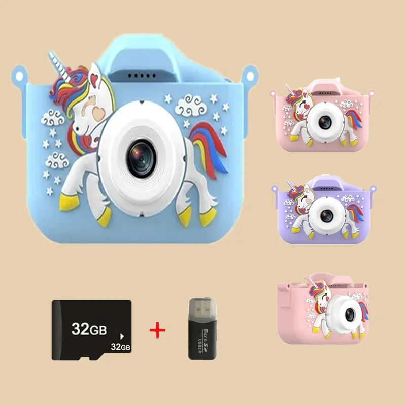 

Children's Camera Unicorn Cartoon Digital Camera Animal Toy Take Pictures and Videos Play Games 20MP Mini Gifts for Kids