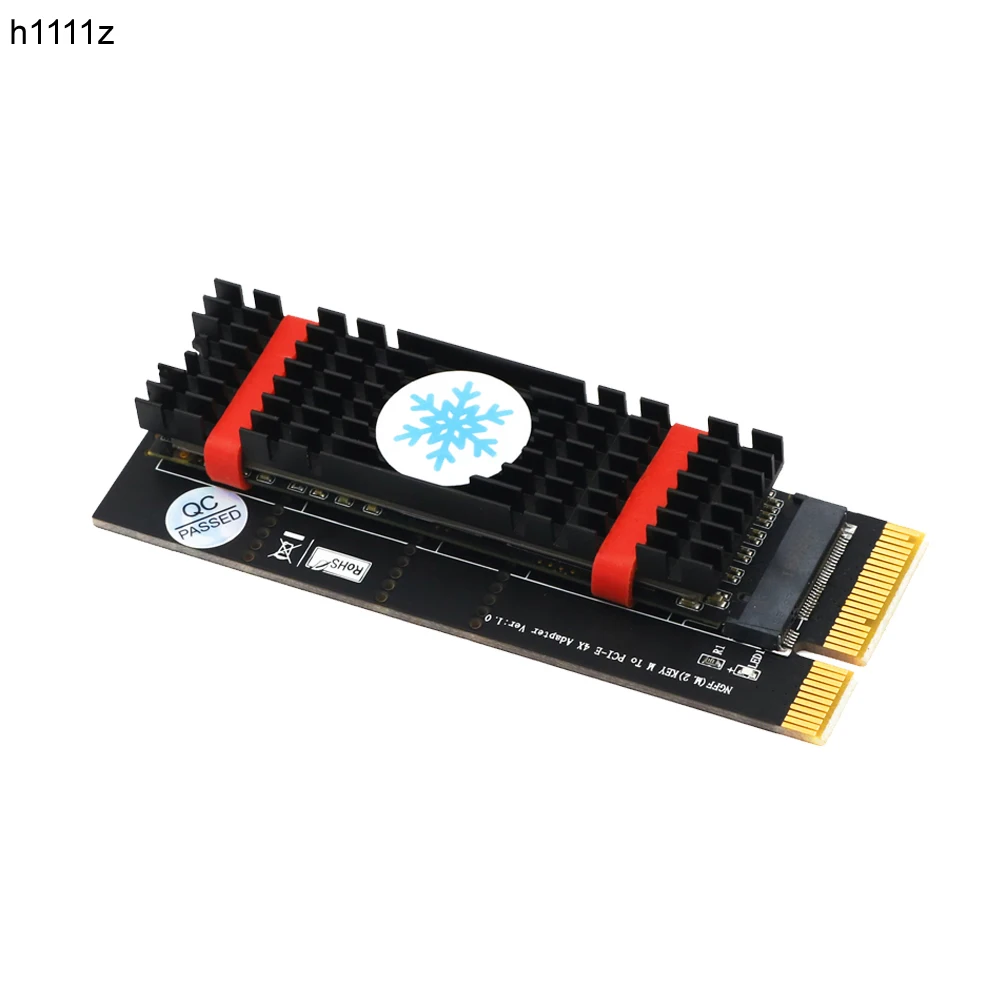 H1111Z + adaptador de tarjeta M, dispositivo negro M.2 SSD Cooling M.2 NVMe SSD NGFF a PCIE 3,0 X4, compatible con PCI Express 3,0x4 2230-2280, tamaño M.2