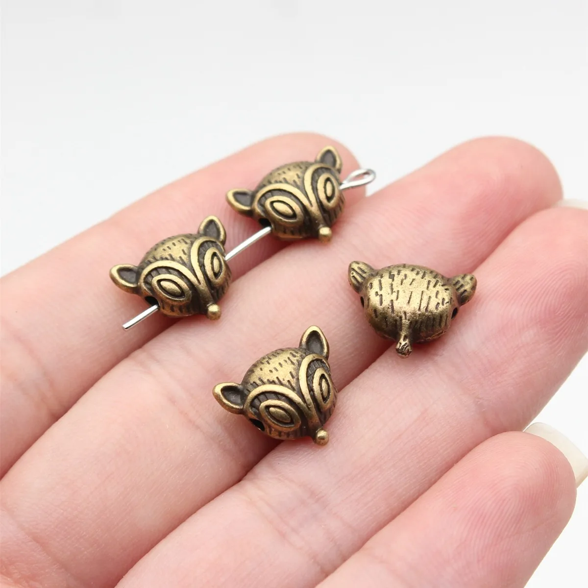 10pcs 13x11x6.3mm 3 Colors Antique Silver Color Antique Bronze Color Antique Gold Color Fox Small Hole Beads DIY Accessories