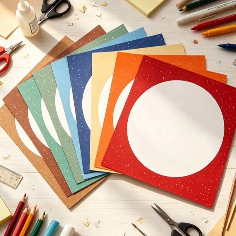 10 Sheets 250g Thick Border Cardstock Outer Square Inner Round Hard Border Paper Art Painting Papers Art Painting