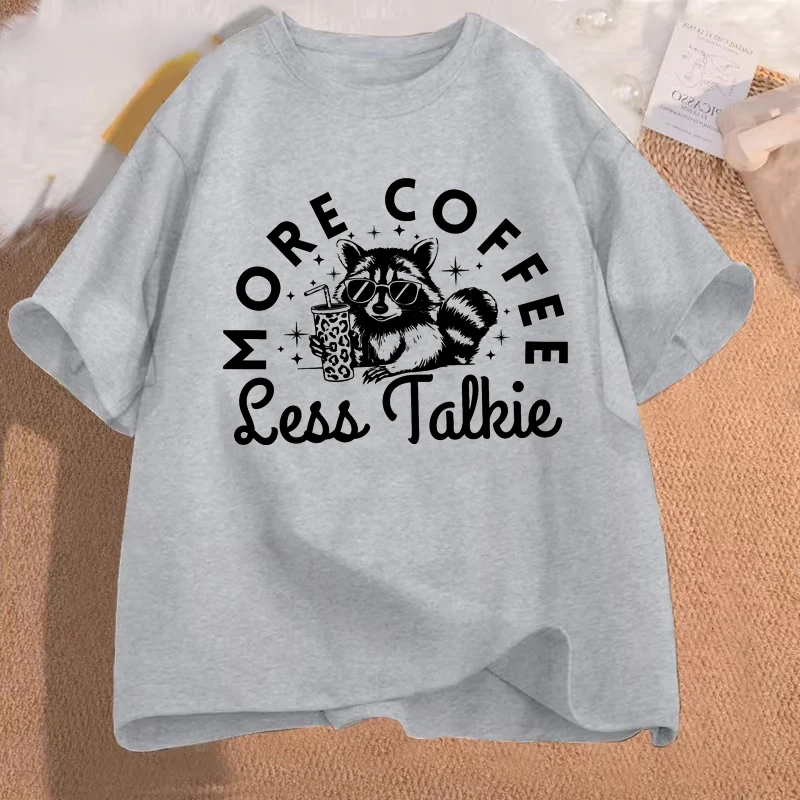 Men T-shirt Tops Funny Racoon Coffee Printing Tshirts Casual Cool Loose O-neck T-Shirts Male for MenT-shirt Hip Hop Street Tees