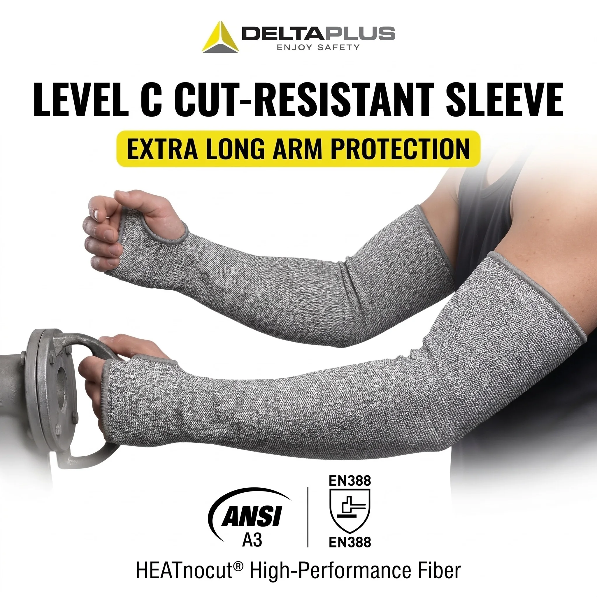DELTAPLUS Cut Resistant Sleeves ANSI Cut Proof Gloves Long Sleeve Arm Protection PPE Safety Equipment Heavy Duty Work Gloves
