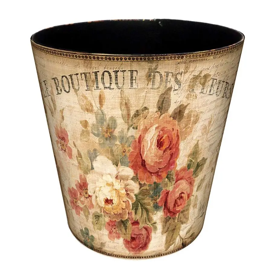 

Wastebasket Retro Decorative Trash Can Waterproof PU Leather Wastebasket Without Lid for Kitchen, Office, Living Room, Bedroom