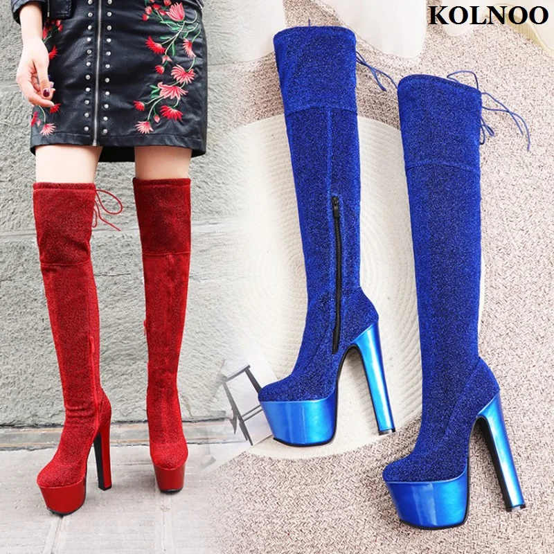 

Kolnoo 2022 New Handmade Women's 17cm Super Heel Boots Platform Nightclub Eurolish Sexy Booty Evening Prom Fashion Winter Shoes