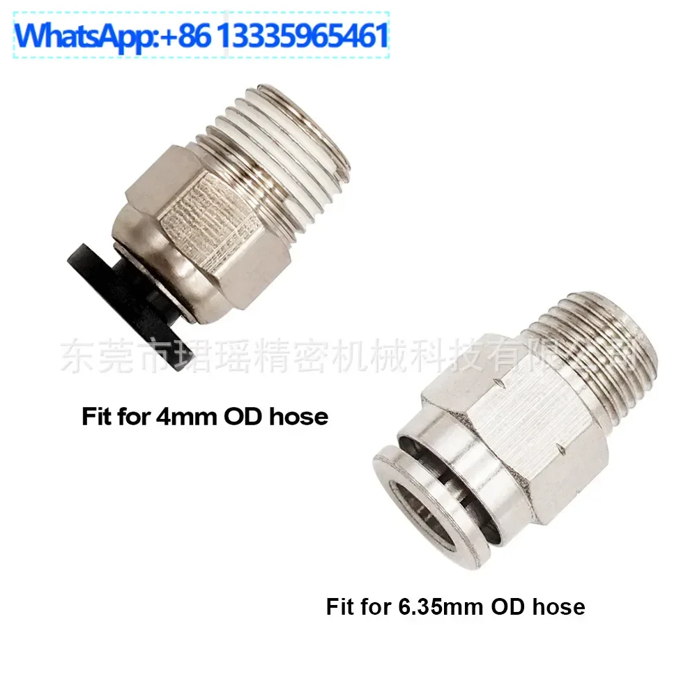 

10Pcs 1/4 " (6.35mm)/4mm (tube OD) to 1/8'npt quick plug connector