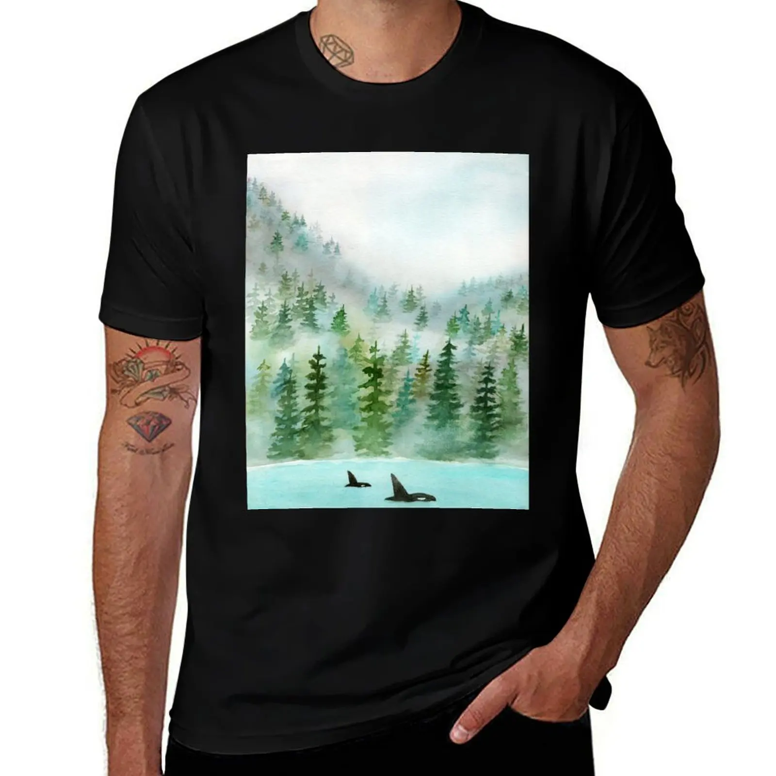 

Футболка Pinetrees and Orcas, мужские футболки для мужчин, мужская футболка, тяжелые хлопковые футболки для мужчин, хлопковая мягкая футболка