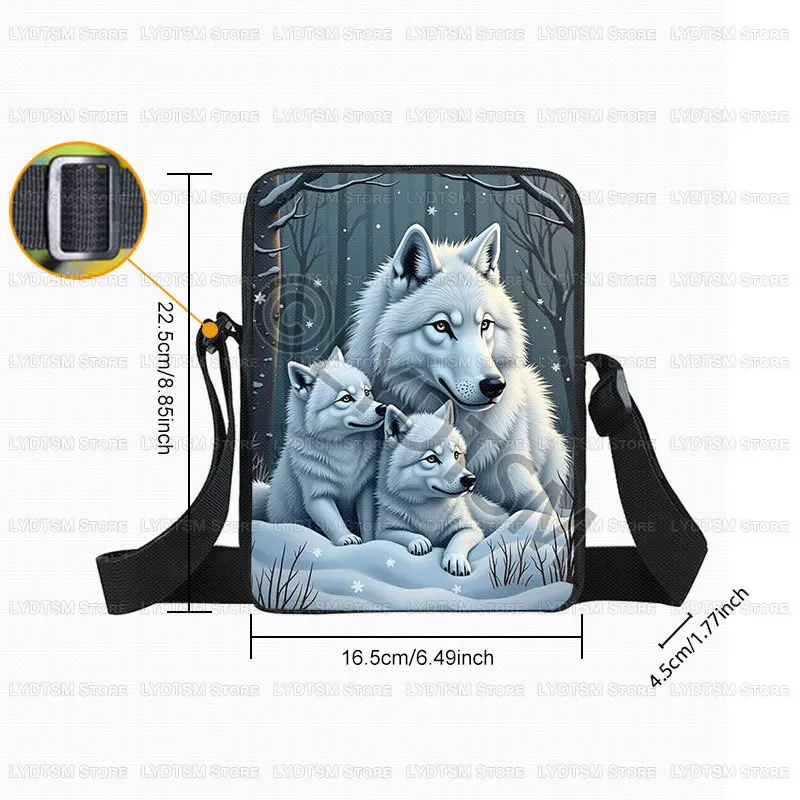 Cool Moon and Howling Wolf Print Crossbody Bag Women Handbag Student Bookbags Phone Wallet Holder Messenger Bags Gift - view 4