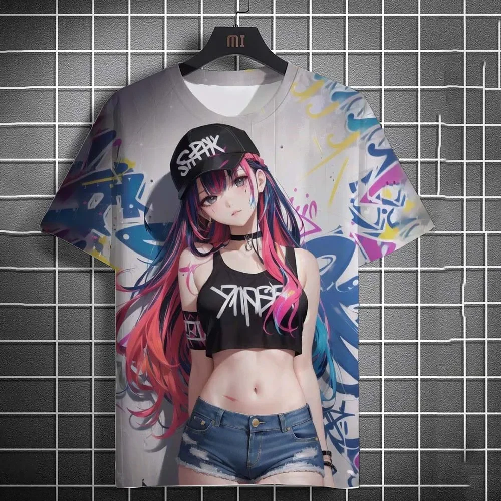 

Sexy Cartoon Girl T-shirt for Men, 3d Printed Fashionable Casual Sports Quick-drying Round Neck, Harajuku Short-sleeved T-shirt