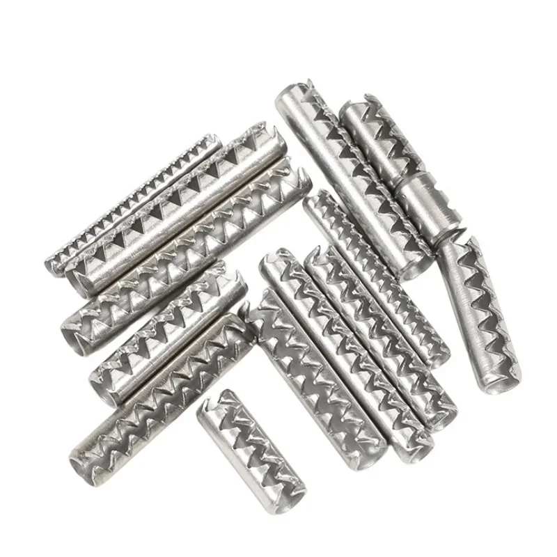 Gezahnter Stift M2 M2,5 M3 M4M5M6 304 Edelstahl Offener elastischer Stift Gezahnter hohler zylindrischer Stift Autoschlüsselblatt-Befestigungsstiftschraube