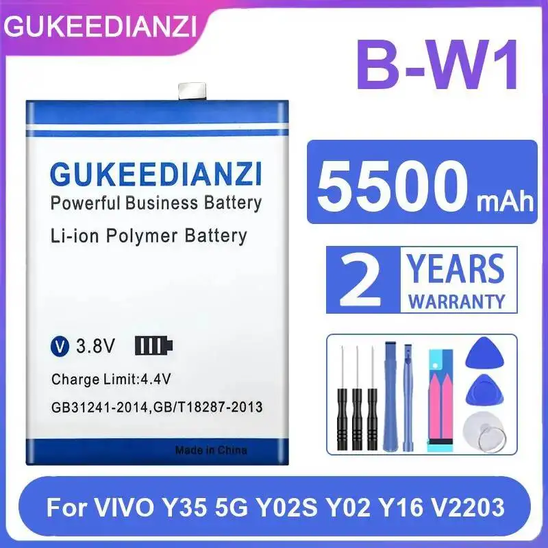 

5500 мАч прочный для Vivo Y35 5G Y02S Y02 Y16 V2203 аккумулятор мобильного телефона B-W1 легкий вес