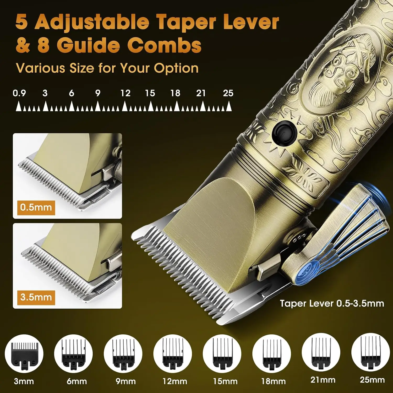 Professional Hair Clippers for Men, 5-Piece Cordless Grooming Kit with Electric Razor Shavers, Nose Hair Trimmer, Detail Trimmer, Beard Trimmer, Barber Clippers for Hair Cutting