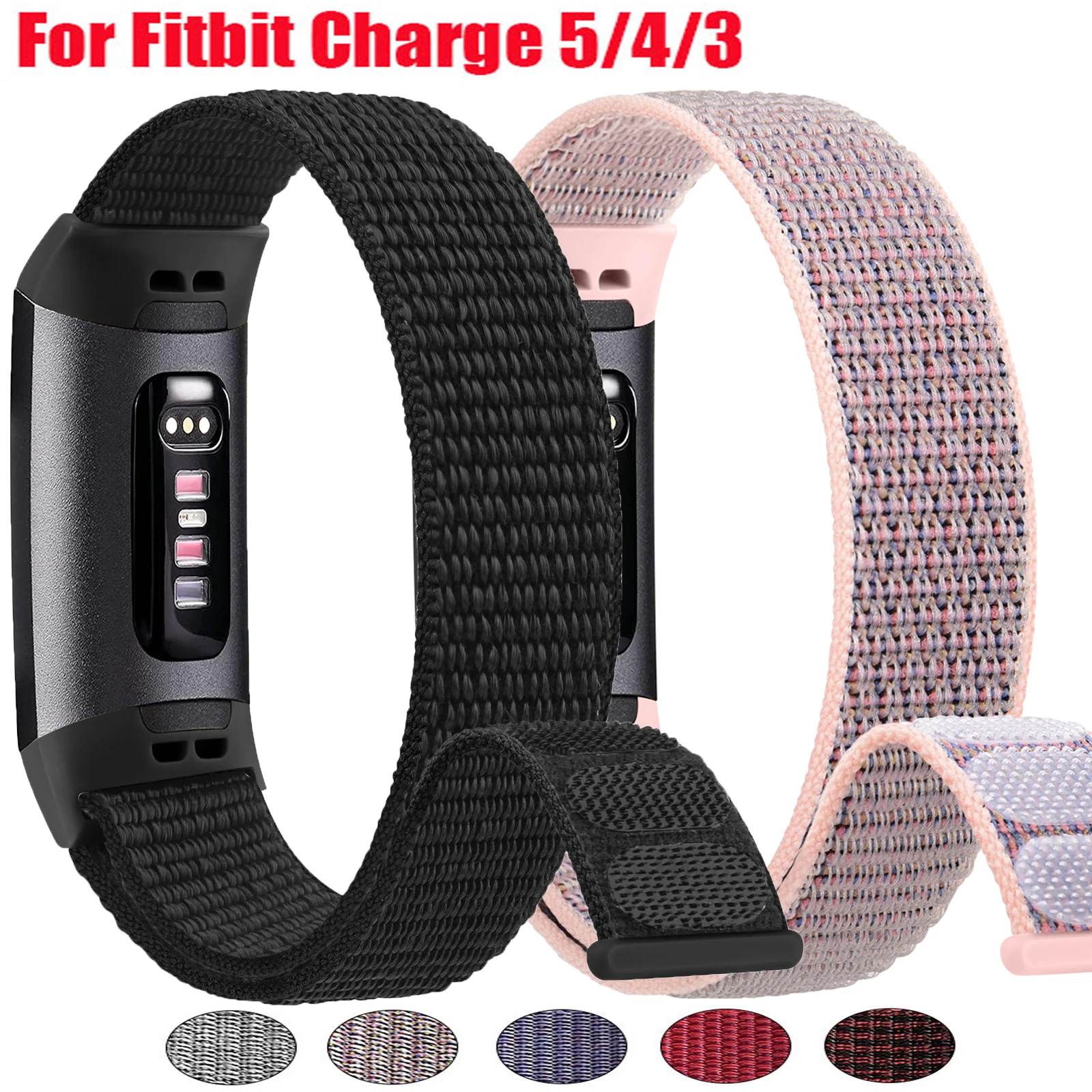 Nylon Watch Strap para Fitbit Charge, Pulseira Sport, Pulseiras Loop, Pulseira para Correa, 6, 4, 5, 3 SE