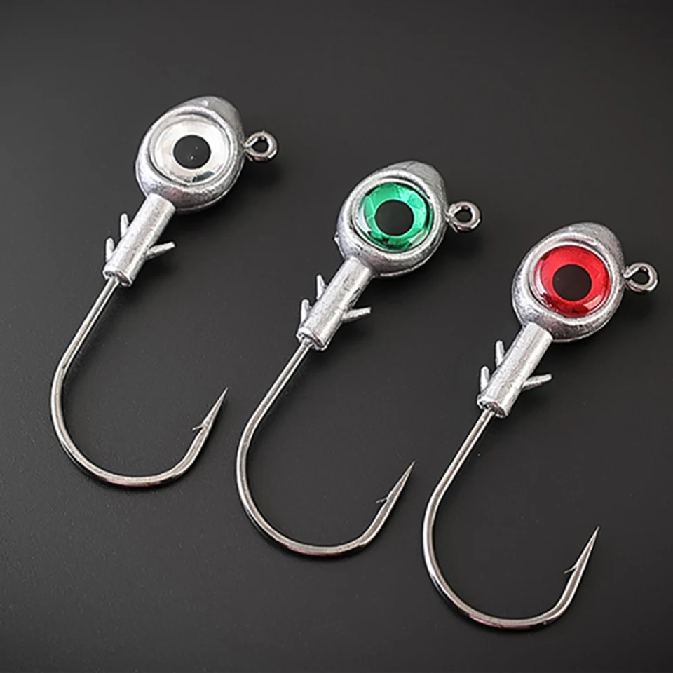 WALK FISH 빅 아이 지그 헤드, 고탄소강 눈 지그 헤드 후크, 날카로운 부드러운 미끼, 설치하기 쉬움, 7g, 10g, 3 개